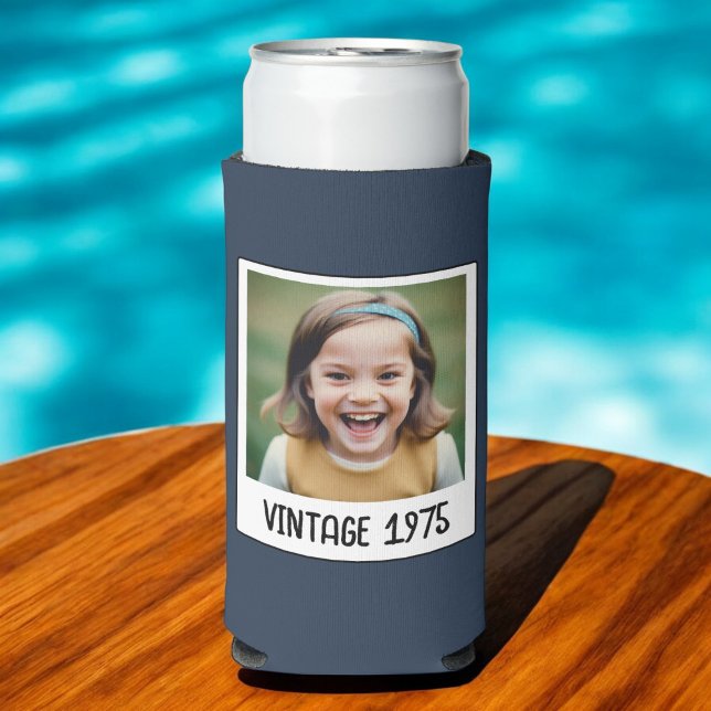 Vintage Milestone Birthday Photo Keepsake Seltzer Can Cooler (Creator Uploaded)