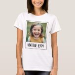 Vintage Milestone Birthday Photo Keepsake T-Shirt<br><div class="desc">Celebrate a special milestone with the Vintage Milestone Birthday Photo Keepsake T-Shirt. This stylish t-shirt features a charming vintage design, customisable with a favourite photo and birthday details for a personal touch. Made from high-quality, comfortable fabric, it’s perfect for wearing at the birthday party and beyond. Ideal for milestone birthday...</div>