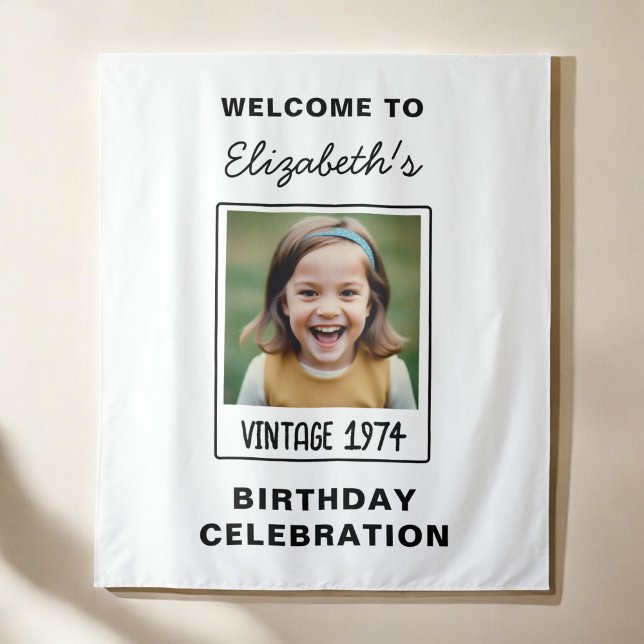 Vintage Milestone Birthday Photo Keepsake Tapestry (Creator Uploaded)