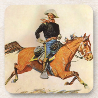 Vintage Military, A Cavalry Officer by Remington Coaster