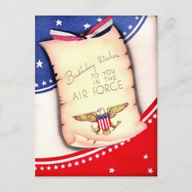 Vintage Military Air Force Birthday Postcard (Front)