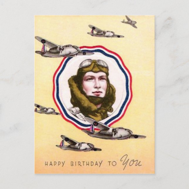 Vintage Military Air Force Birthday Postcard (Front)