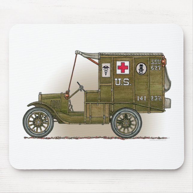Vintage Military Ambulance Mouse Mat (Front)