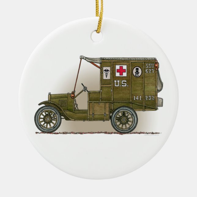 Vintage Military Ambulance Ornament (Front)