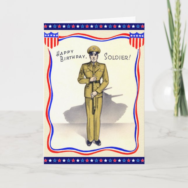 Vintage Military Birthday Card (Front)