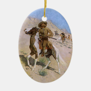 Vintage Military Cowboys, The Scout by Remington Ceramic Tree Decoration