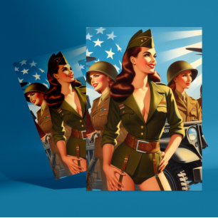 Vintage Military Girl Postcard