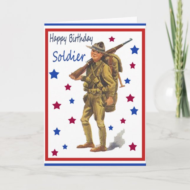 Vintage Military Happy Birthday Card (Front)