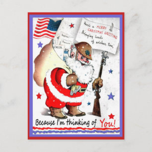 Vintage Military Merry Christmas Postcard