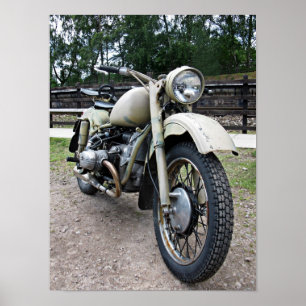 Vintage military motorcycle Poster