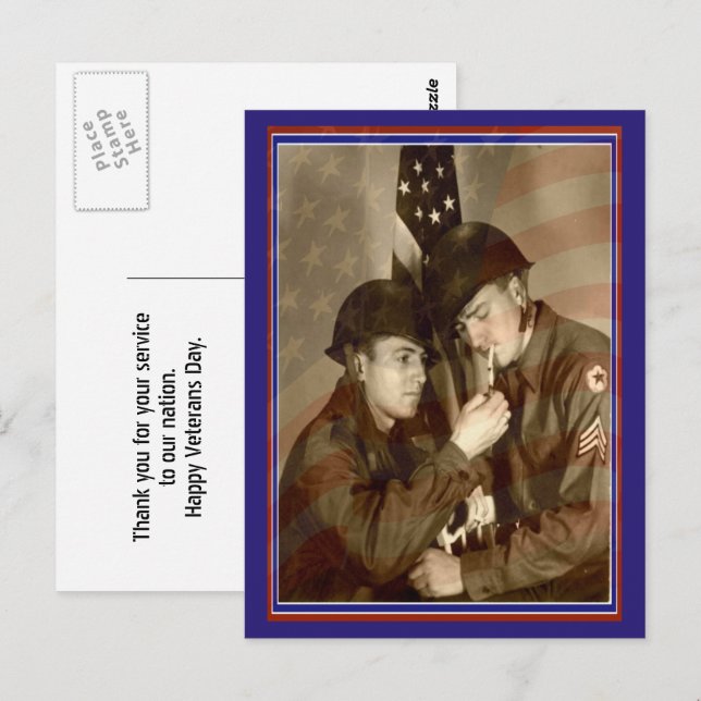 Vintage Military Photo Thank You Veterans Postcard (Front/Back)