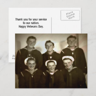 Vintage Military Photo Thank You Veterans Postcard