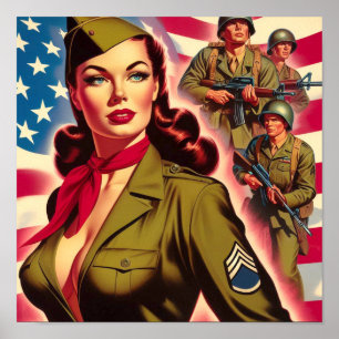 Vintage Military Pin-up Poster