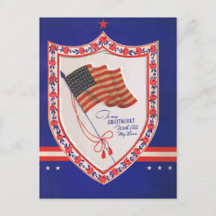 Vintage Military Valentine Holiday Postcard