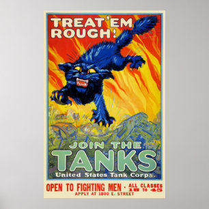 Vintage Military War Advertising with a Wild Cat Poster