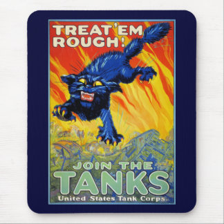 Vintage Military War Recruiting with a Wild Cat Mouse Mat