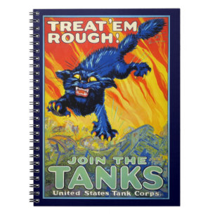 Vintage Military War Recruiting with a Wild Cat Notebook