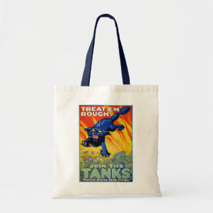 Vintage Military War Recruiting with a Wild Cat Tote Bag