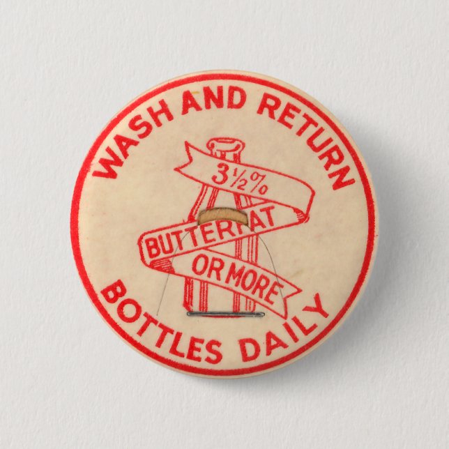 Vintage Milk Bottle Cap Button (Front)