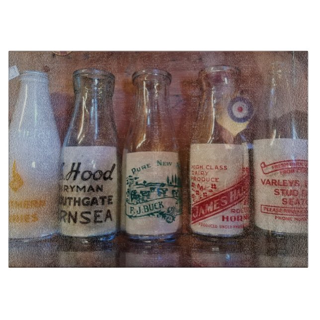 Vintage Milk  Bottles By Gone Times Cutting Board (Front)