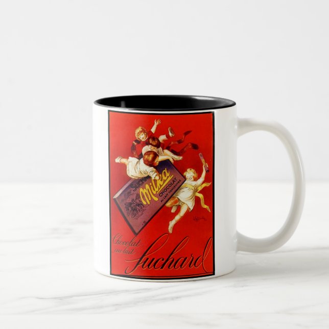 Vintage Milka Chocolate Ad Two-Tone Coffee Mug (Right)