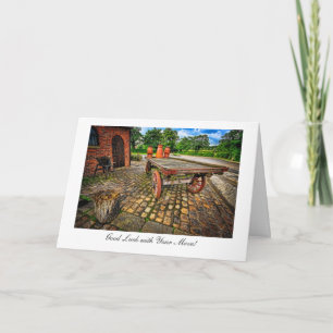 Vintage Milkchurn Wagon - Good Luck with Your Move Card