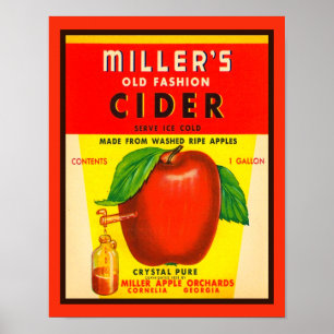 Vintage Miller's Apple Cider Advertisement Poster