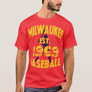Vintage Milwaukee Baseball Est 1969 Baseball Batte T-Shirt