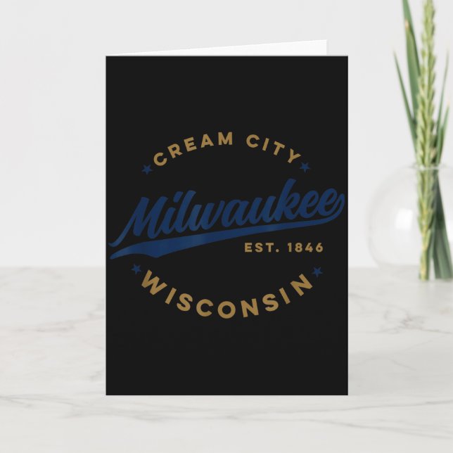 Vintage Milwaukee Wisconsin Cream City Blue Text  Card (Front)