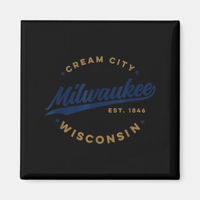 Vintage Milwaukee Wisconsin Cream City Blue Text  Magnet (Front)