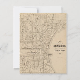 Vintage Milwaukee, Wisconsin Map Card