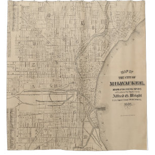 Vintage Milwaukee, Wisconsin Map Shower Curtain