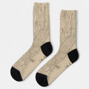 Vintage Milwaukee, Wisconsin Map Socks