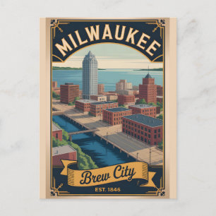 Vintage Milwaukee Wisconsin Retro Travel Holiday Postcard
