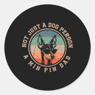 Vintage Min Pin Dad Funny Bernard Dog Dad Fathers  Classic Round Sticker