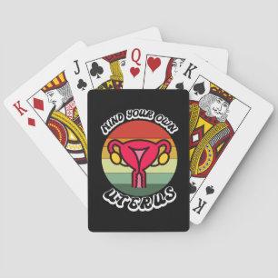 Vintage Mind Your Own Uterus Funny Feminist Gift Playing Cards