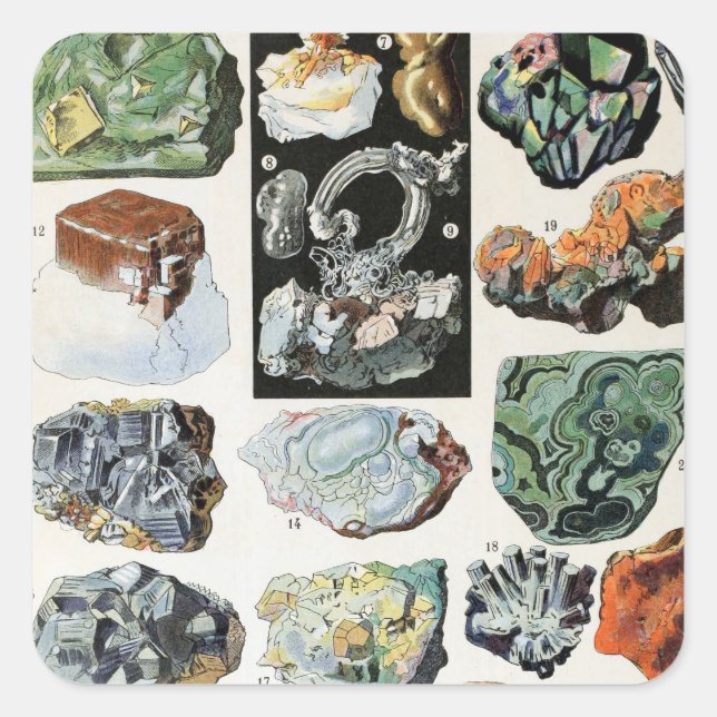 Vintage Minerals Rocks Geology Square Sticker (Front)