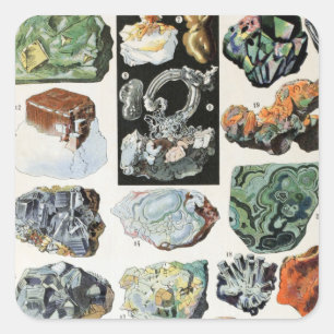 Vintage Minerals Rocks Geology Square Sticker
