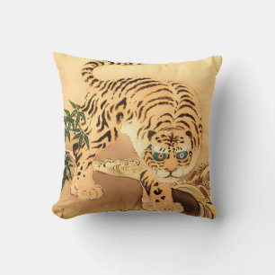 Vintage Minhwa Tiger by a Stream Cushion