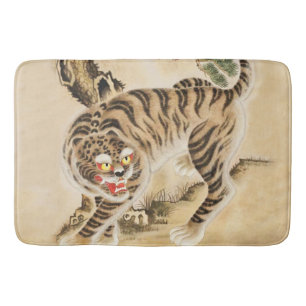 Vintage Minhwa Tiger Under Pine Tree Bath Mat