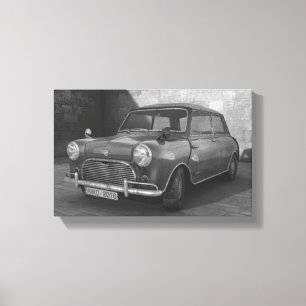 Vintage Mini Cooper black and white retro canvas Print