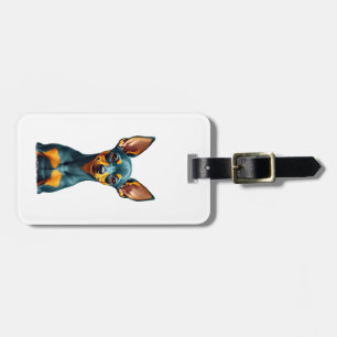 Vintage Miniature Pinscher Portrait Colourful Engr Luggage Tag