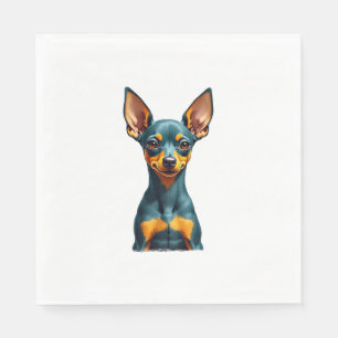 Vintage Miniature Pinscher Portrait Colourful Engr Napkin