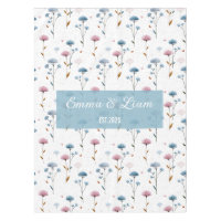 Vintage Minimal Blue and Pink Floral Personalized