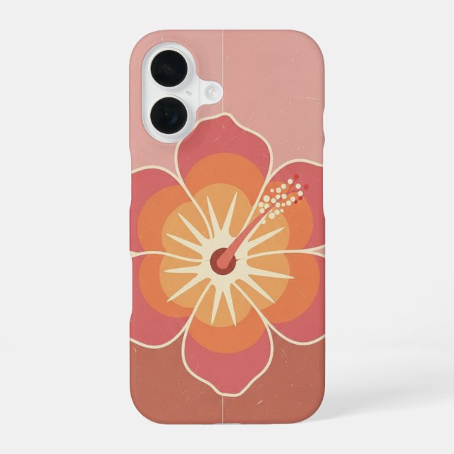 Vintage Minimal Hibiscus iPhone 16 Case (Back)