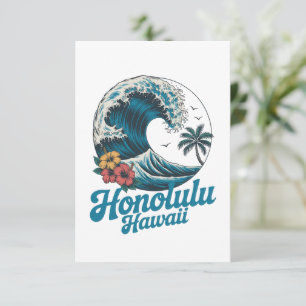 Vintage Minimal Honolulu Hawaii Aloha Travel  Card