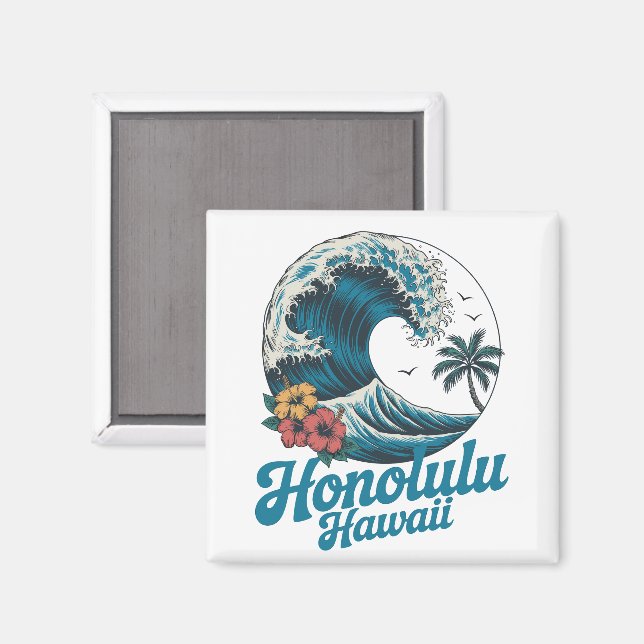 Vintage Minimal Honolulu Hawaii Aloha Travel  Magnet (Front/Back)