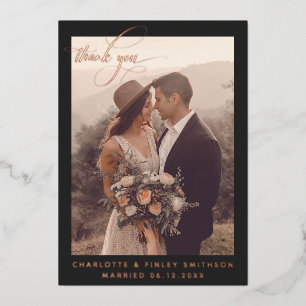 Vintage Minimal Personalised Wedding Thank You Foil Holiday Card