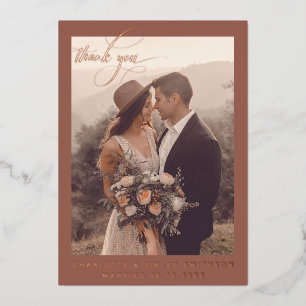 Vintage Minimal Personalised Wedding Thank You Foil Holiday Card