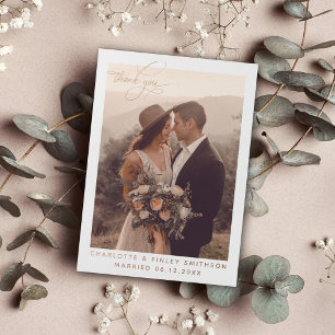 Vintage Minimal Personalised Wedding Thank You Foil Holiday Postcard